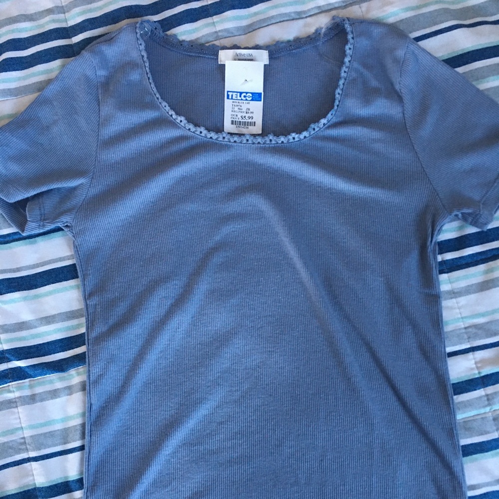 Blue lace collar top